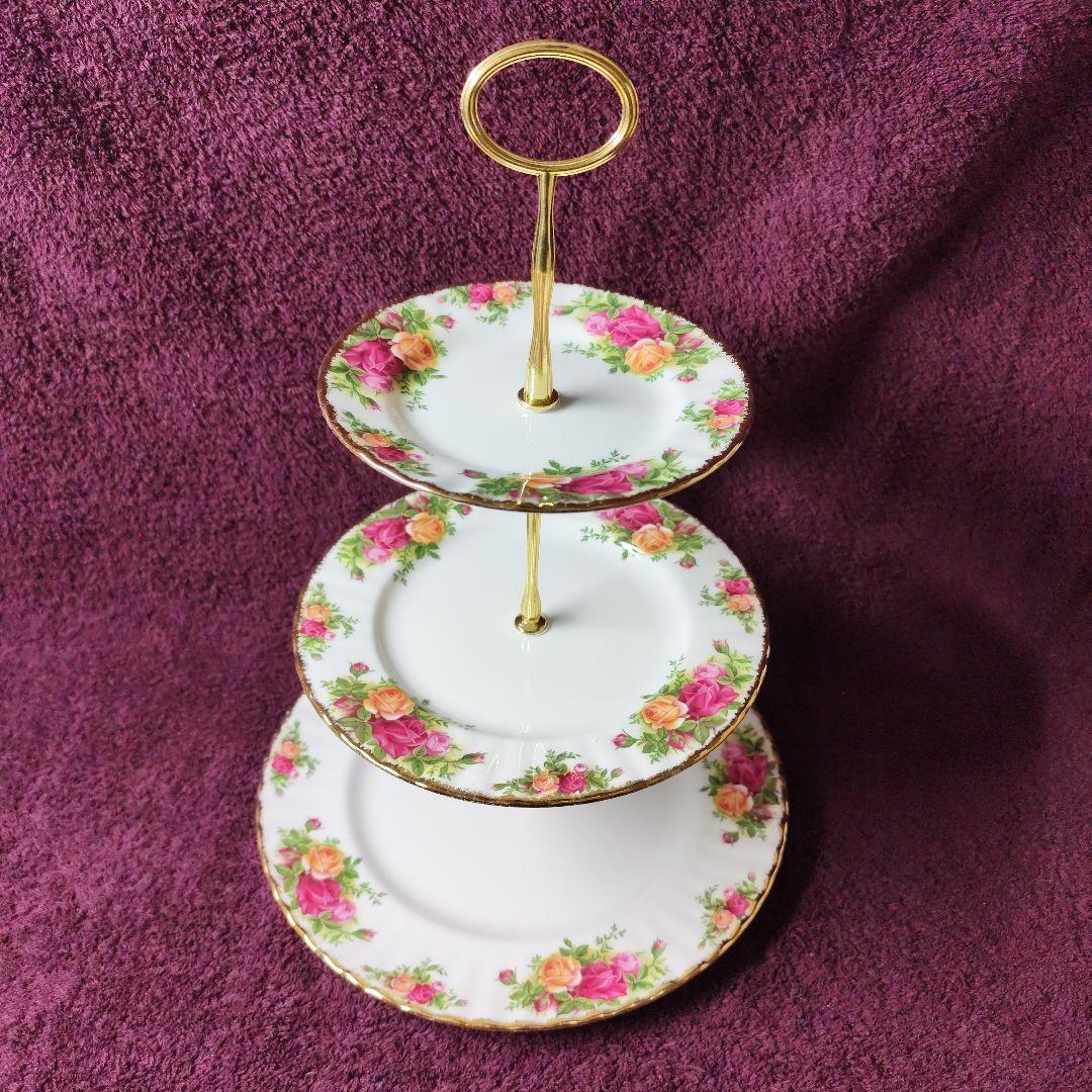 ロイヤルアルバート　オールドカントリーローズ　アフタヌーンティー用ケーキスタンド
