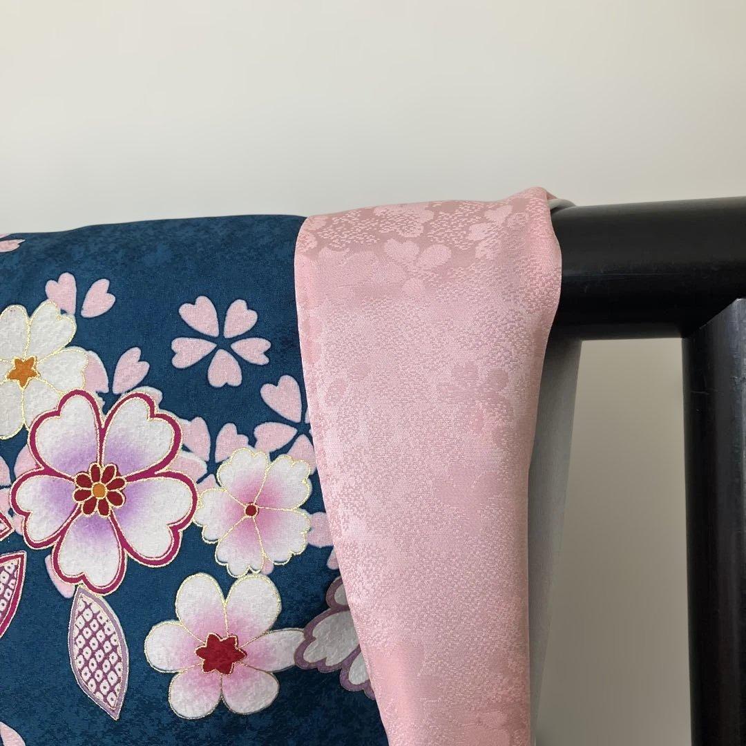 しおり　　桜の花模様振袖６点セット 金駒刺繍 トールサイズ ガード加工