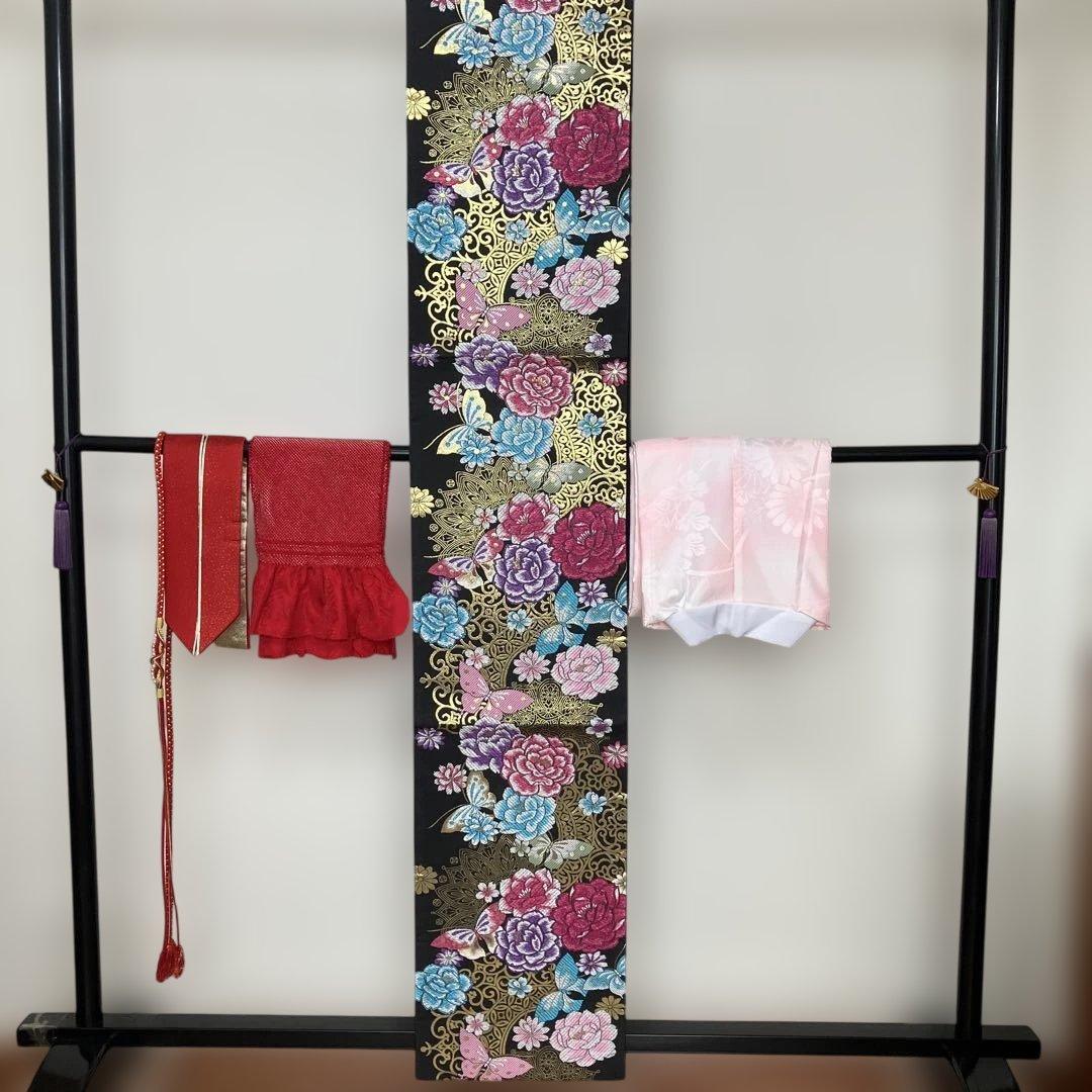 しおり　　桜の花模様振袖６点セット 金駒刺繍 トールサイズ ガード加工