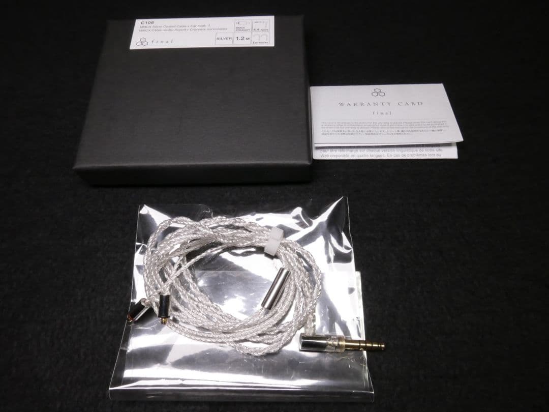 final 4.4mm 5極 MMCX 1.2m シルバーコートケーブル