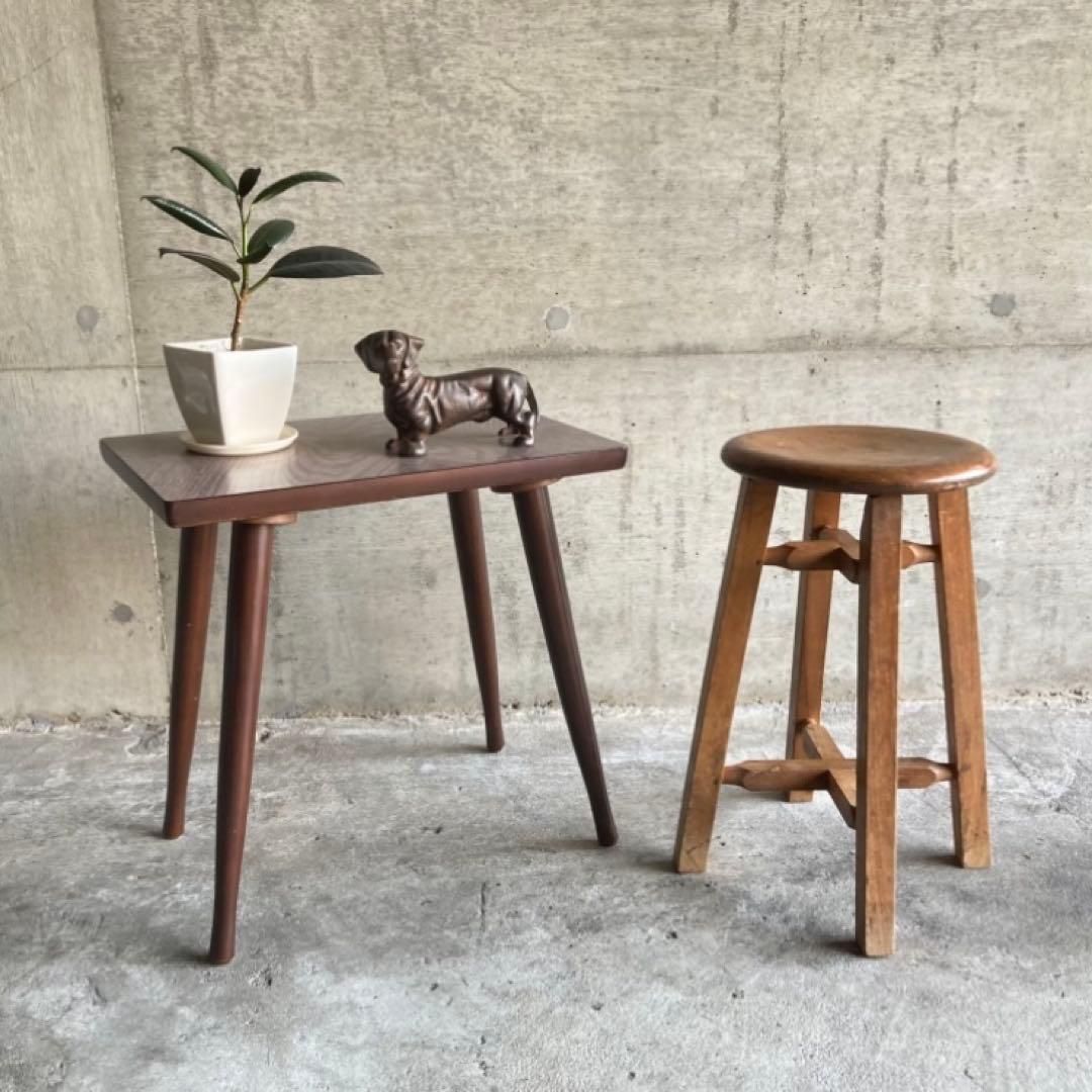 古いテーブル コーヒーテーブル サイドテーブル 木製 当時物 昭和レトロ