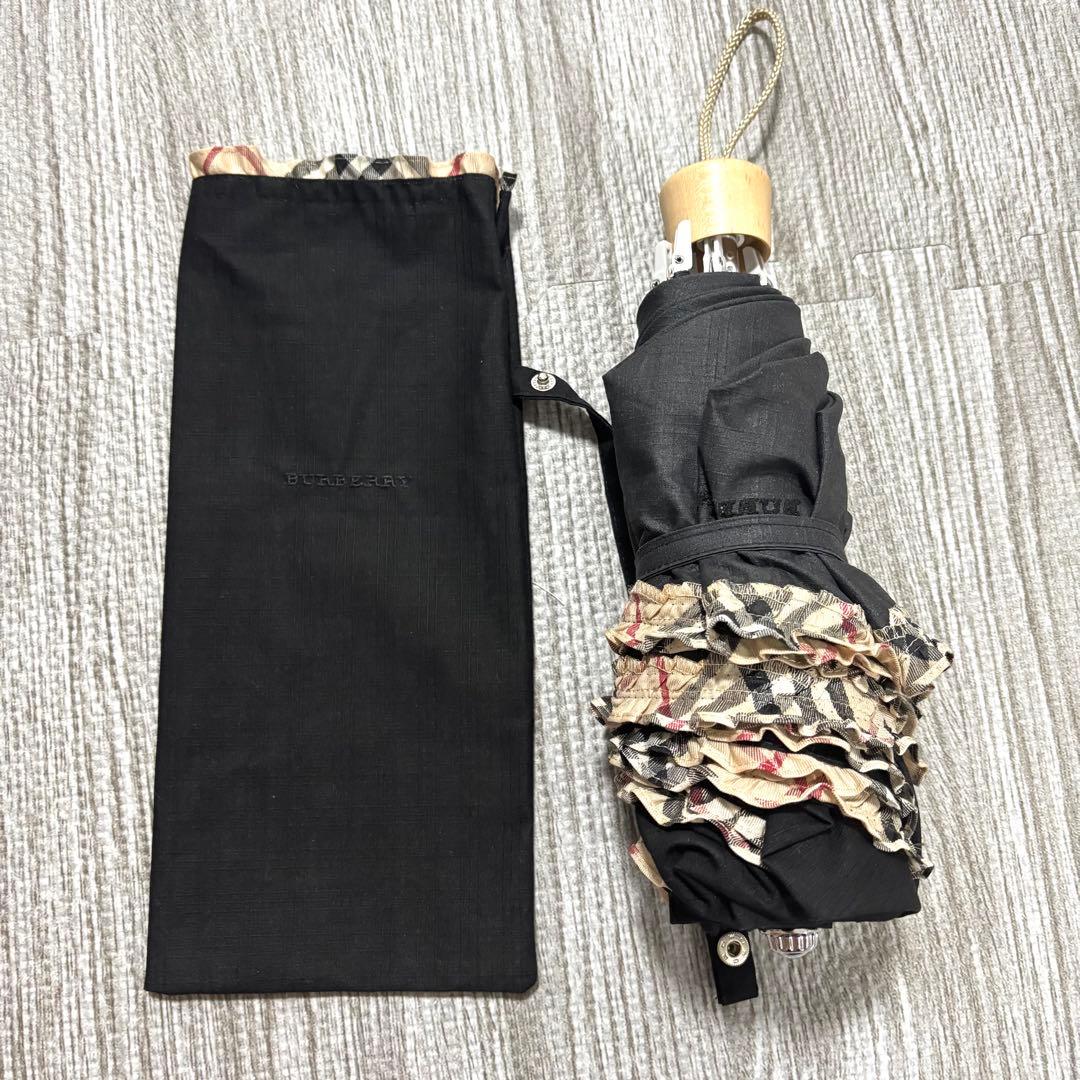 BURBERRY バーバリー ノバチェック 日傘 黒 晴雨兼用 折りたたみ傘