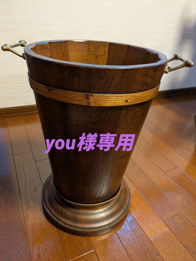 アンティーク木製傘立て真鍮ハンドル付き