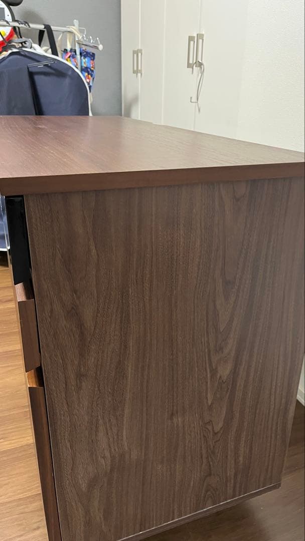 ブラウン木製デスク 引き出し付き　1月末廃棄予定