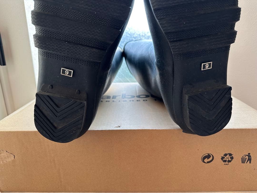 Barbour UK9 ブラック 長靴 ハウスチェック柄ライニング