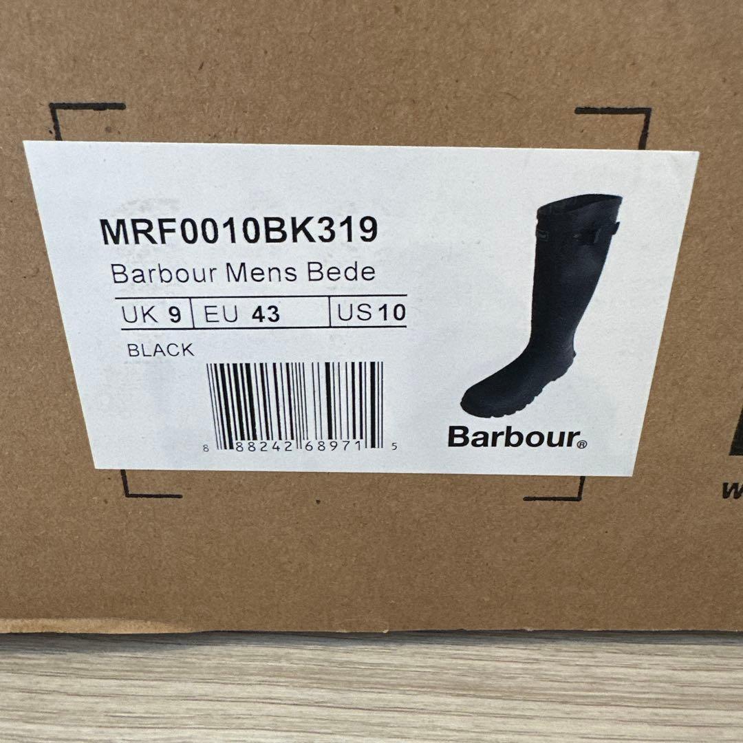 Barbour UK9 ブラック 長靴 ハウスチェック柄ライニング