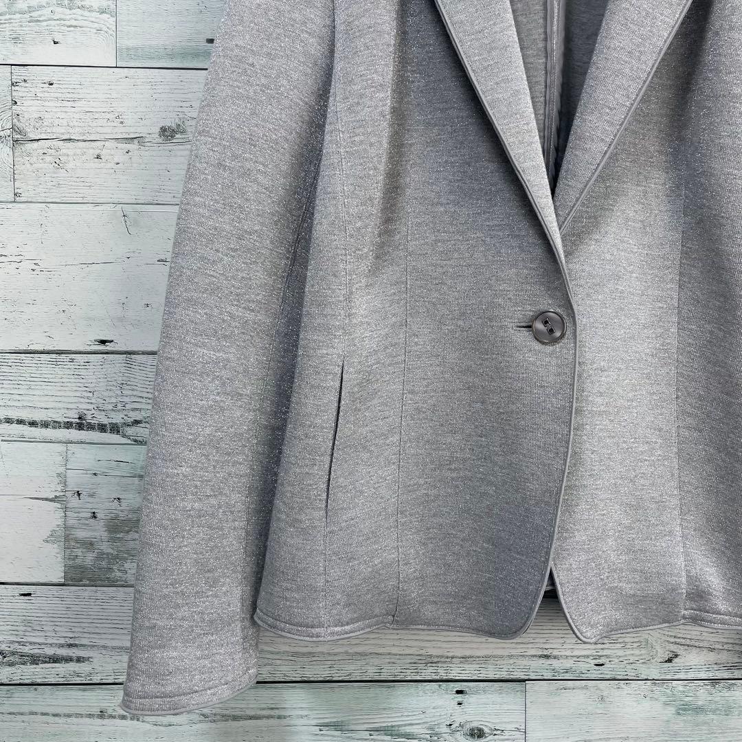 ☆ほぼ未使用☆レリアン　シルバーラメ入りテーラードジャケット　シングルボタン