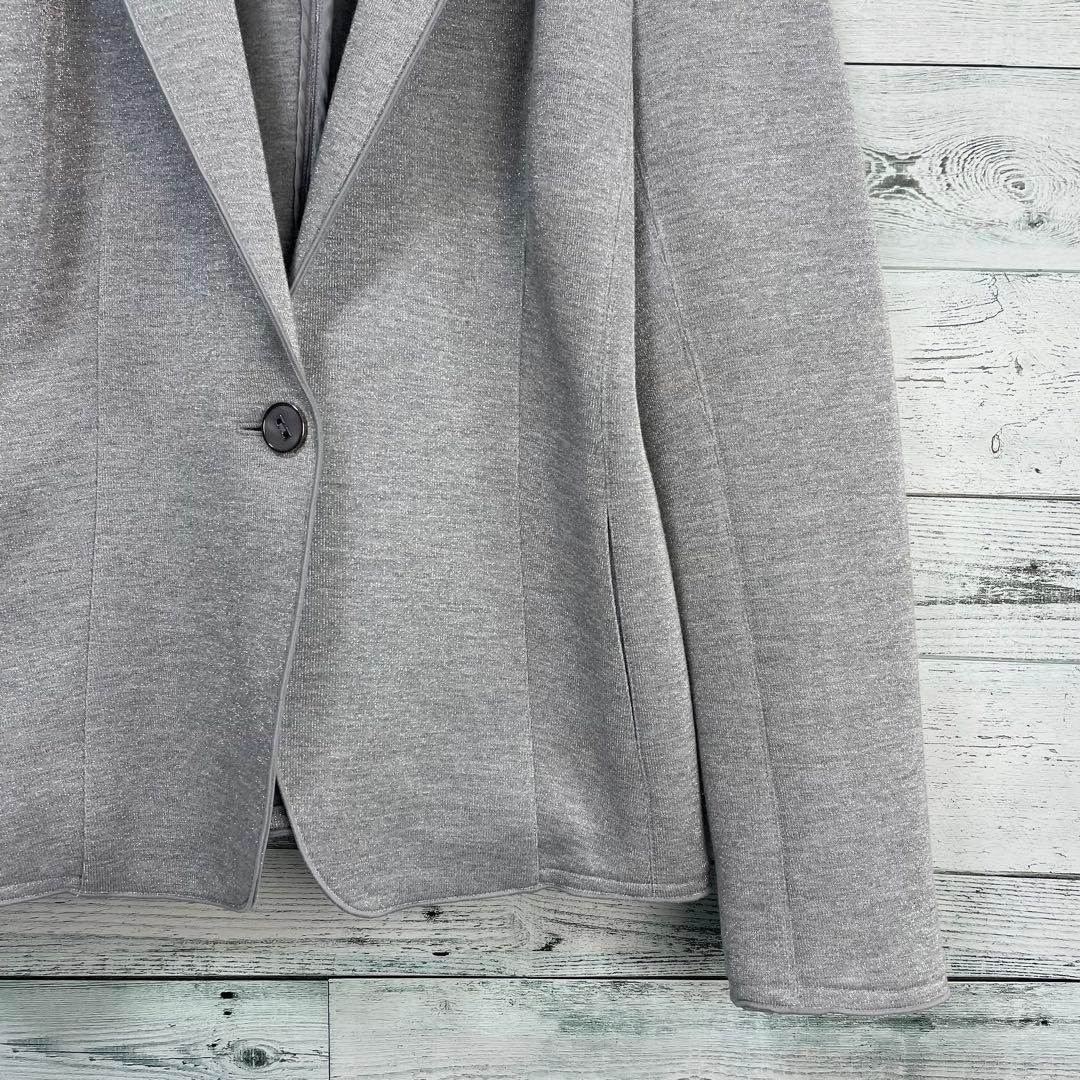 ☆ほぼ未使用☆レリアン　シルバーラメ入りテーラードジャケット　シングルボタン