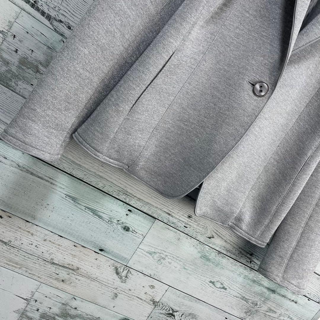 ☆ほぼ未使用☆レリアン　シルバーラメ入りテーラードジャケット　シングルボタン