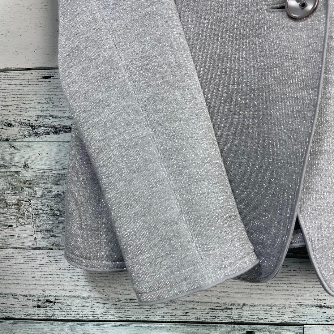 ☆ほぼ未使用☆レリアン　シルバーラメ入りテーラードジャケット　シングルボタン