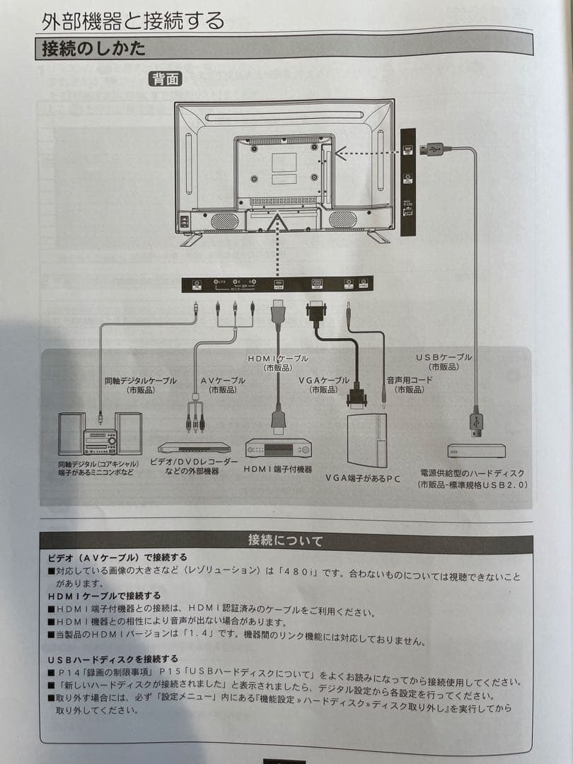 LED液晶テレビ 32インチ2022年製HDMI USB 端子搭載