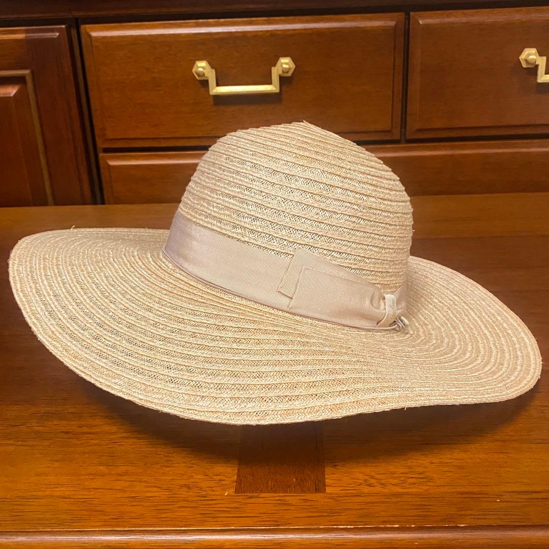 【新品 4.7万円】ボルサリーノ★女優帽★麦わら帽子★つば広★ベージュ★57cm