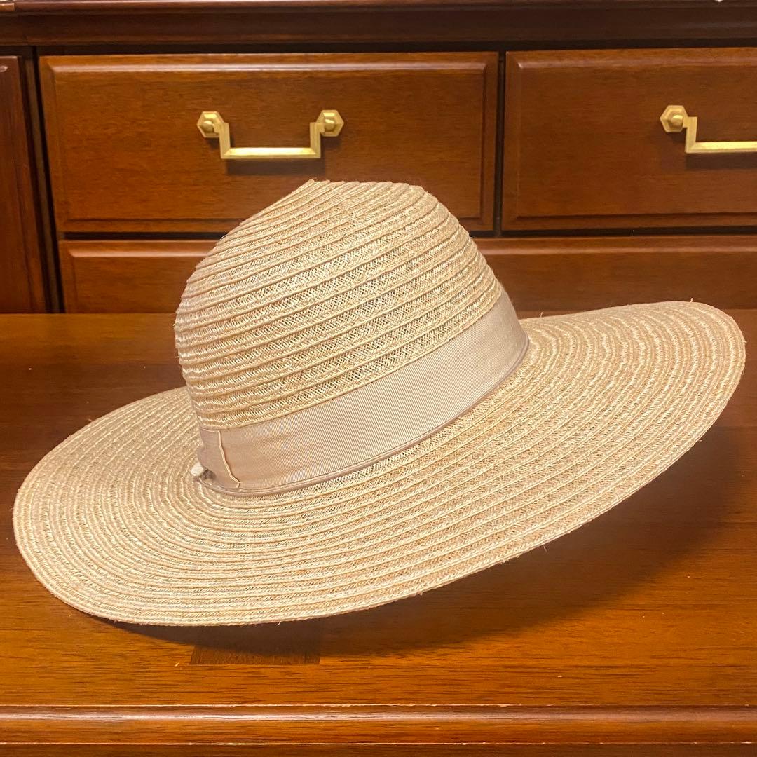 【新品 4.7万円】ボルサリーノ★女優帽★麦わら帽子★つば広★ベージュ★57cm