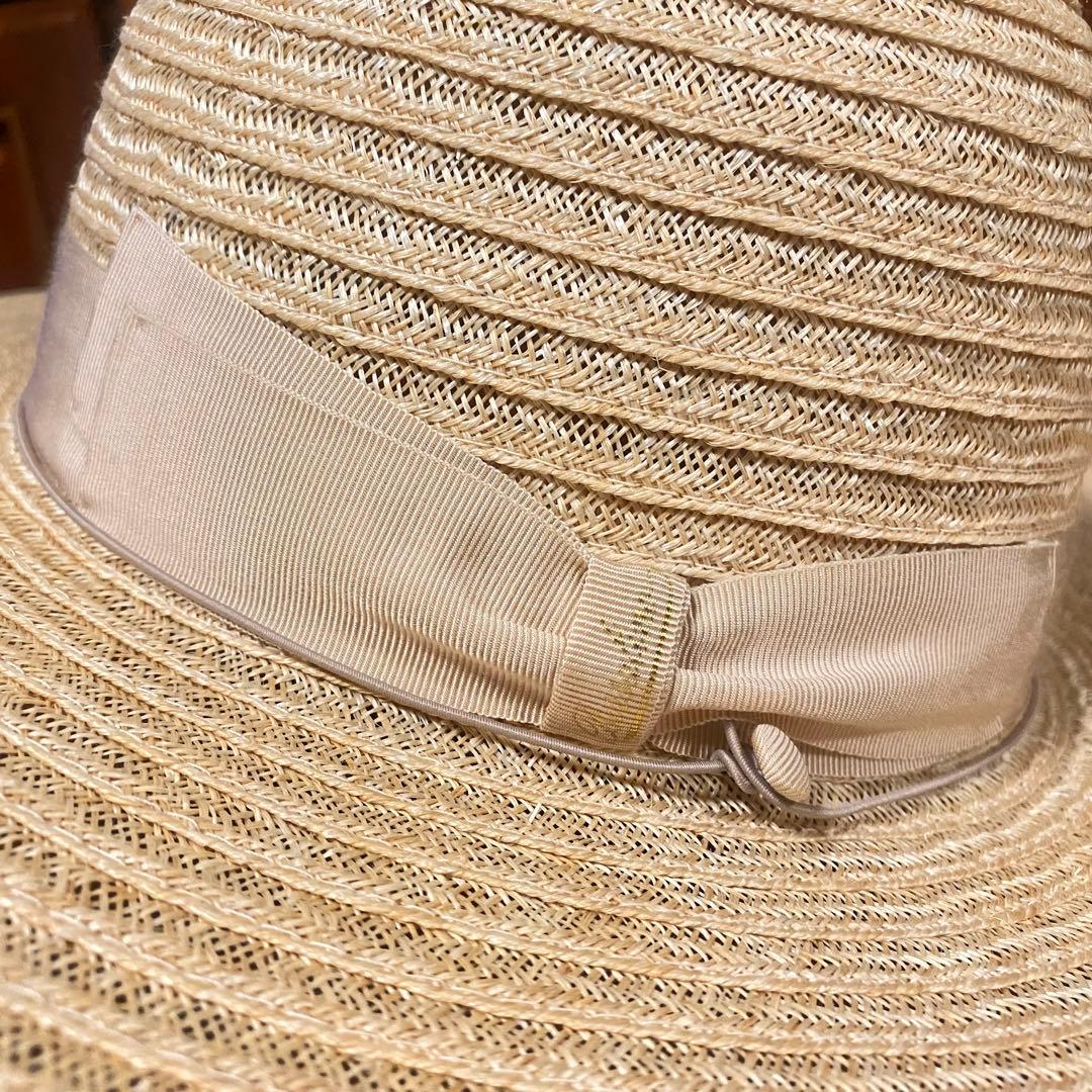 【新品 4.7万円】ボルサリーノ★女優帽★麦わら帽子★つば広★ベージュ★57cm