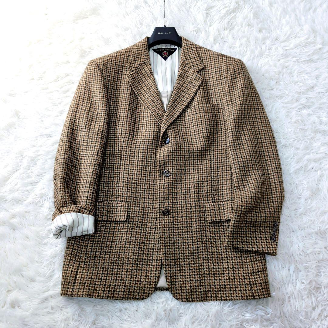 【極美品】レア　USA製　XL　ツイードジャケット　大千鳥　チェック柄　ブラウン