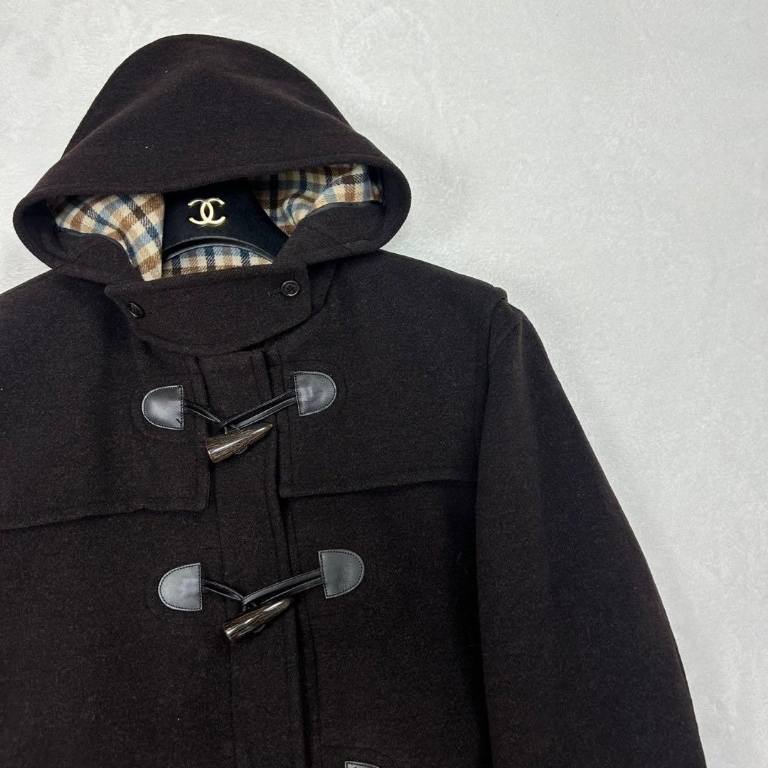 G254 美品 M アクアスキュータム アンゴラ混 ダッフルコート メンズ