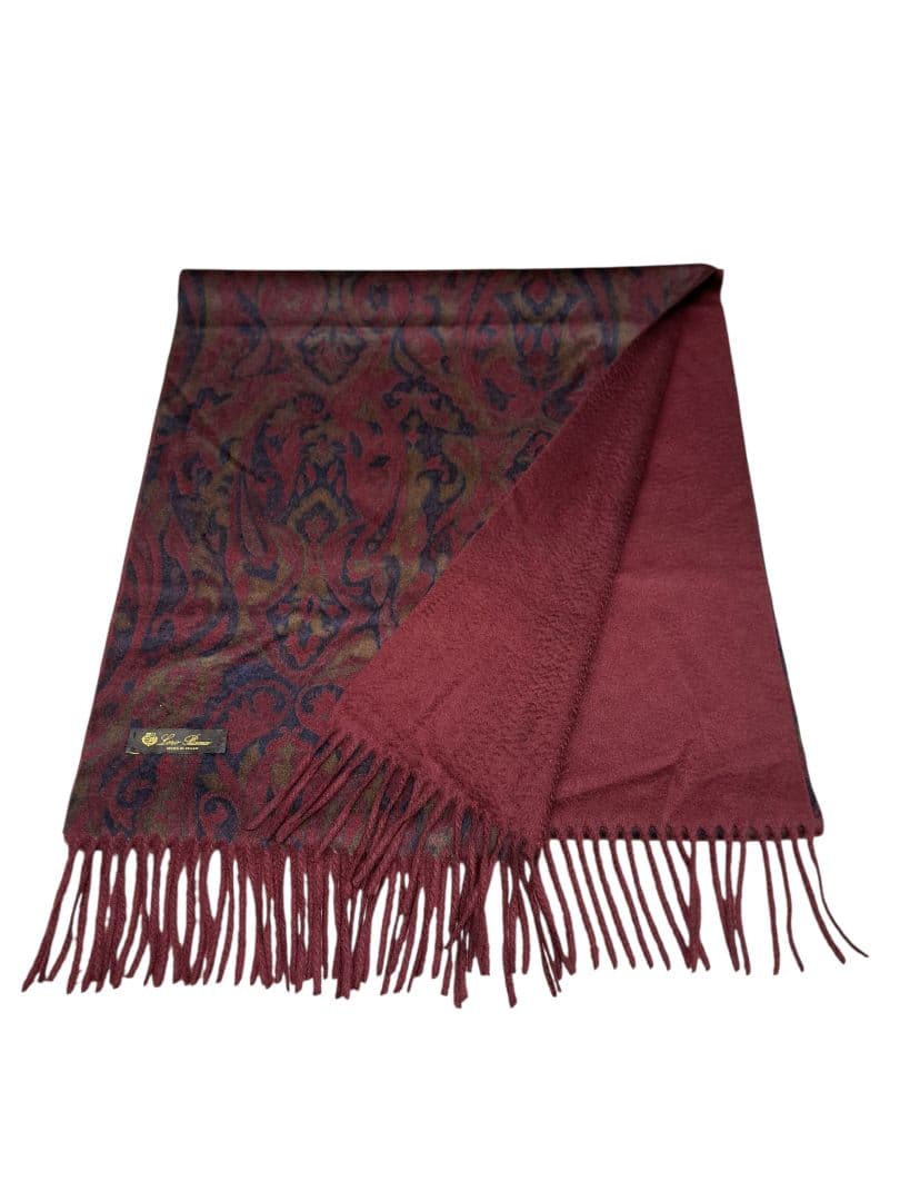 Loro Piana ロロピアーナ カシミヤマフラー ペイズリー ボルドー