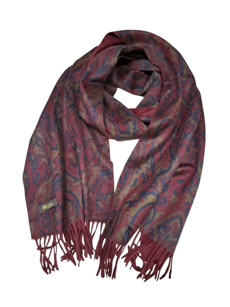 Loro Piana ロロピアーナ カシミヤマフラー ペイズリー ボルドー