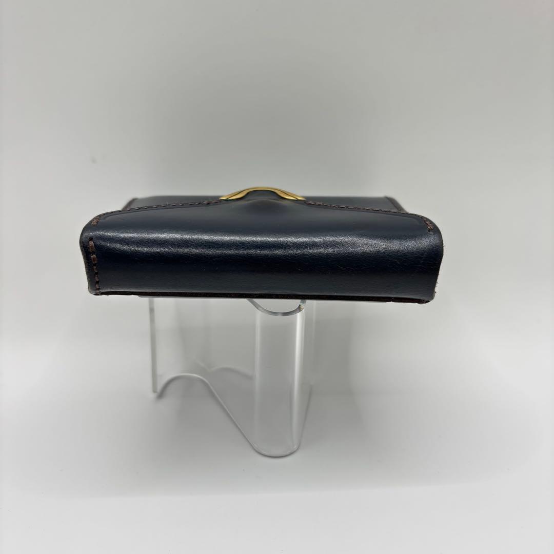 Cramp 三つ折り財布　ネイビー　レザー　コンパクトウォレット