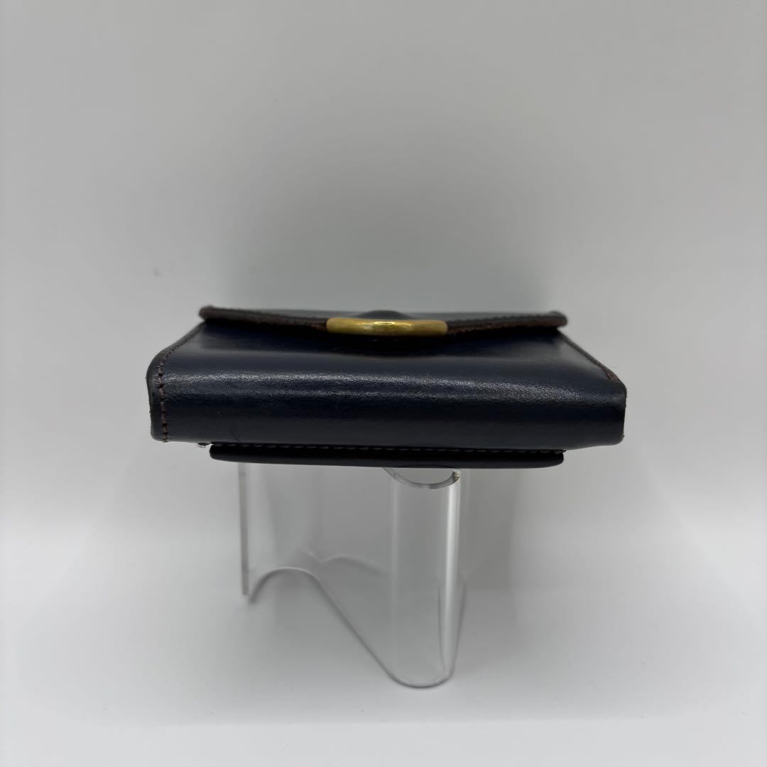 Cramp 三つ折り財布　ネイビー　レザー　コンパクトウォレット