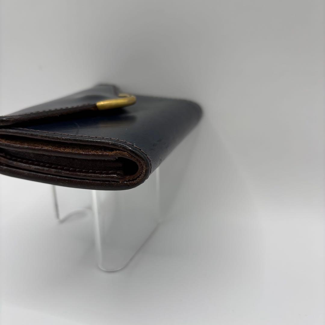 Cramp 三つ折り財布　ネイビー　レザー　コンパクトウォレット