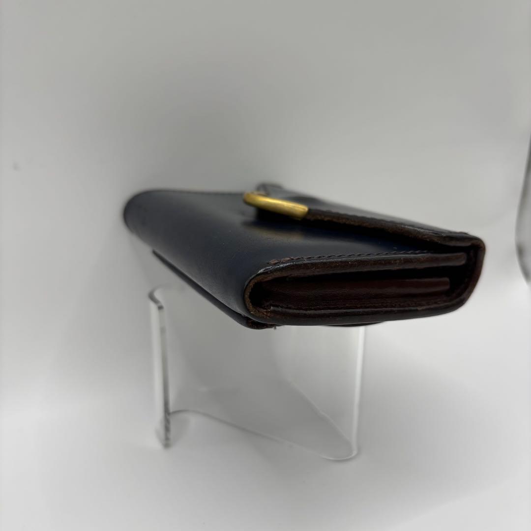 Cramp 三つ折り財布　ネイビー　レザー　コンパクトウォレット