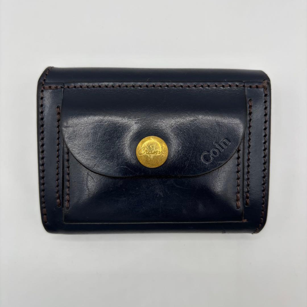 Cramp 三つ折り財布　ネイビー　レザー　コンパクトウォレット