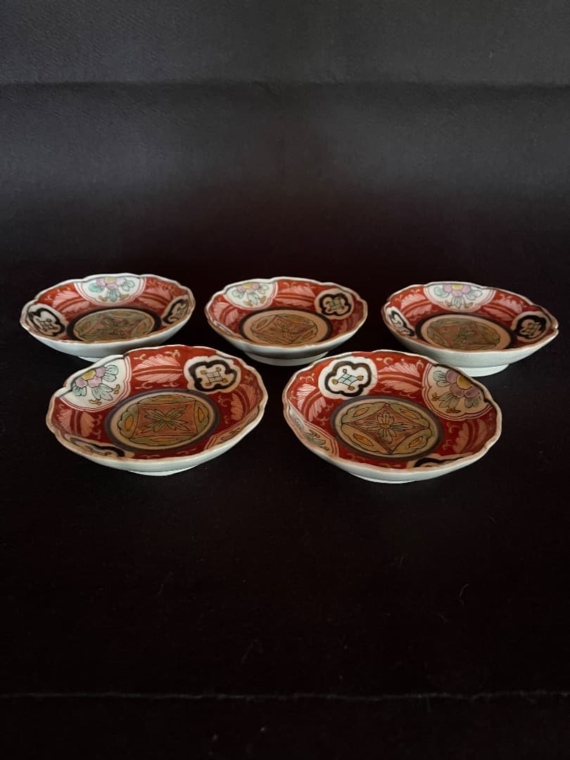 古伊万里　赤絵　豆皿　5枚揃え