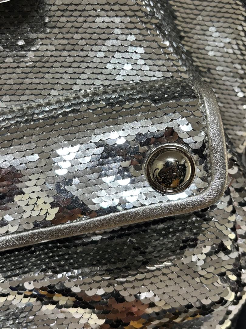 COACH コーチ ポピー ショルダーバッグ スパンコール シルバーPOPPY