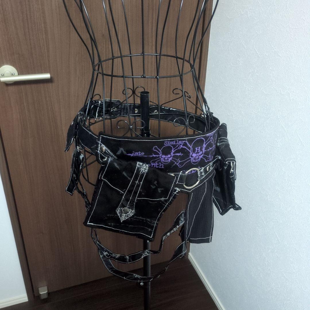 h.naoto　スカルプリント スカート付き　ウエストポーチ　ゴシック