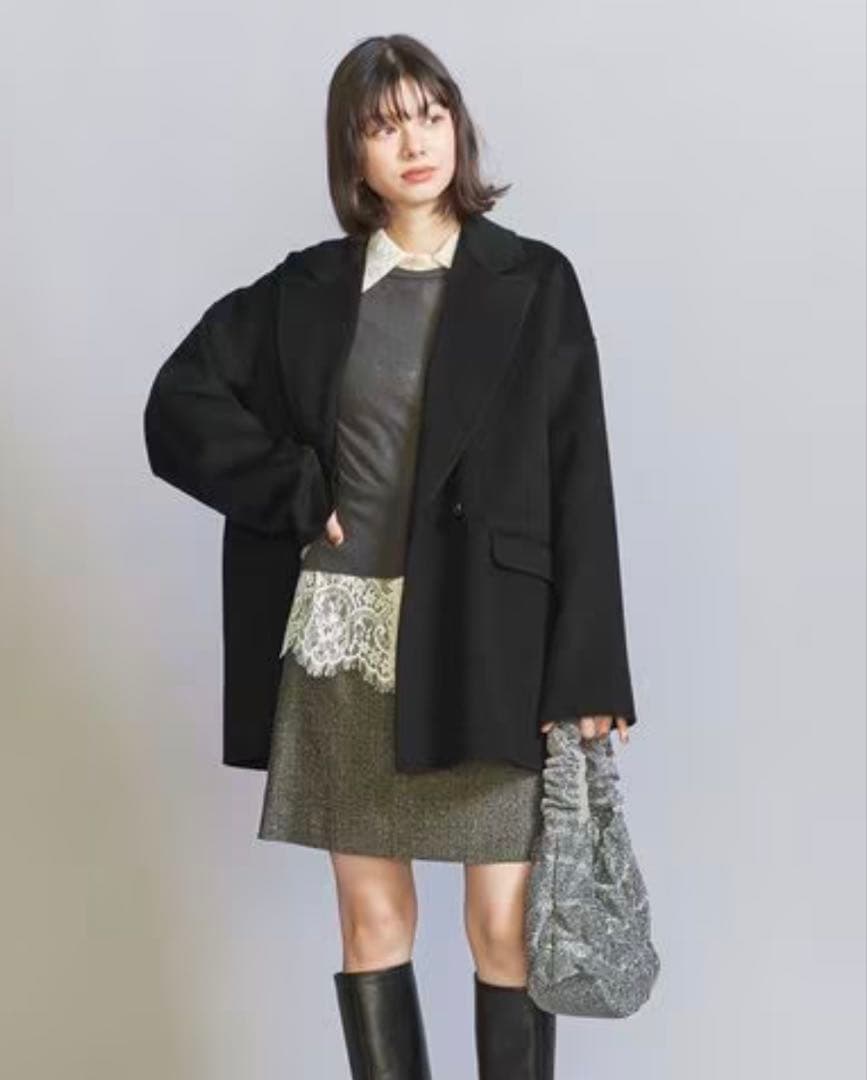 BEAUTY&YOUTH リバー テーラード ミドルコート ブラック M