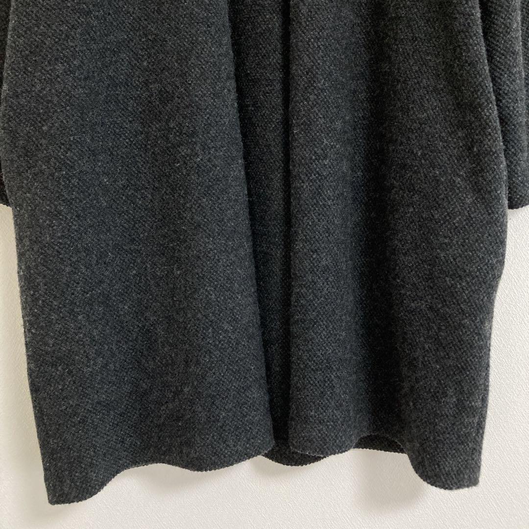 evam eva　ウール　ツイード　ローブコート　8分袖　チャコール　F