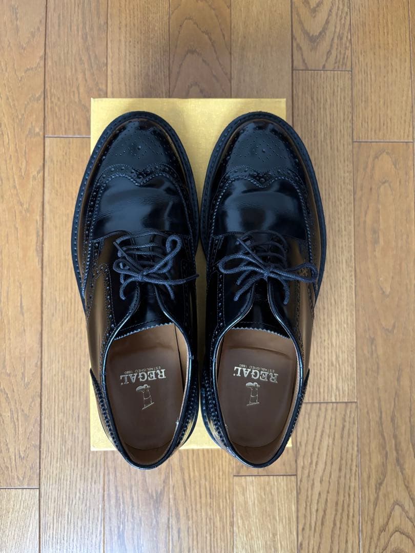 REGAL リーガル 革靴 ウィングチップ 黒25.5cm