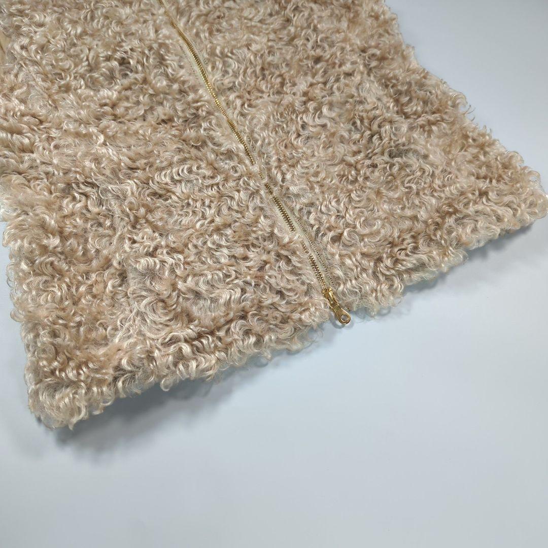 自由区 ダウンベスト テディファー モヘヤ 大きいサイズ L ベージュ