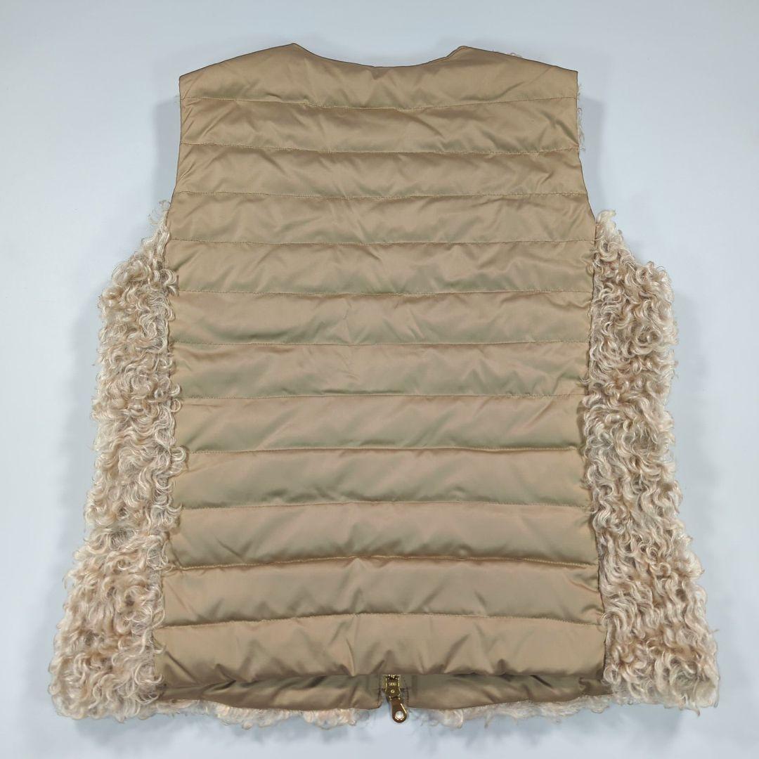 自由区 ダウンベスト テディファー モヘヤ 大きいサイズ L ベージュ