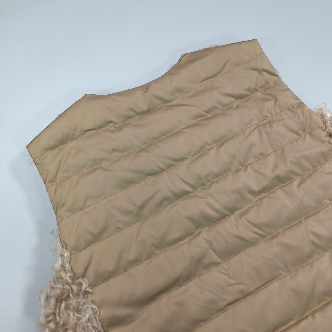 自由区 ダウンベスト テディファー モヘヤ 大きいサイズ L ベージュ