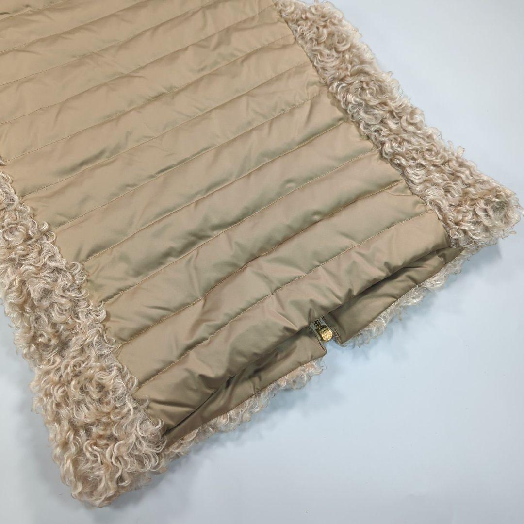 自由区 ダウンベスト テディファー モヘヤ 大きいサイズ L ベージュ