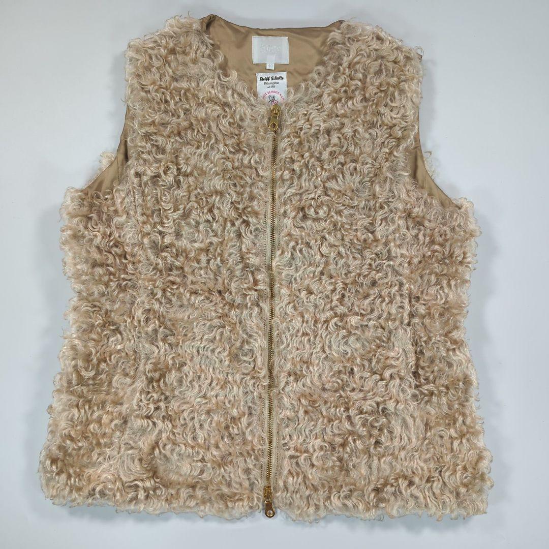 自由区 ダウンベスト テディファー モヘヤ 大きいサイズ L ベージュ