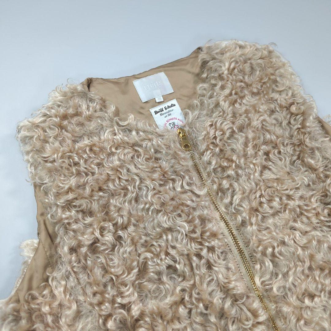 自由区 ダウンベスト テディファー モヘヤ 大きいサイズ L ベージュ