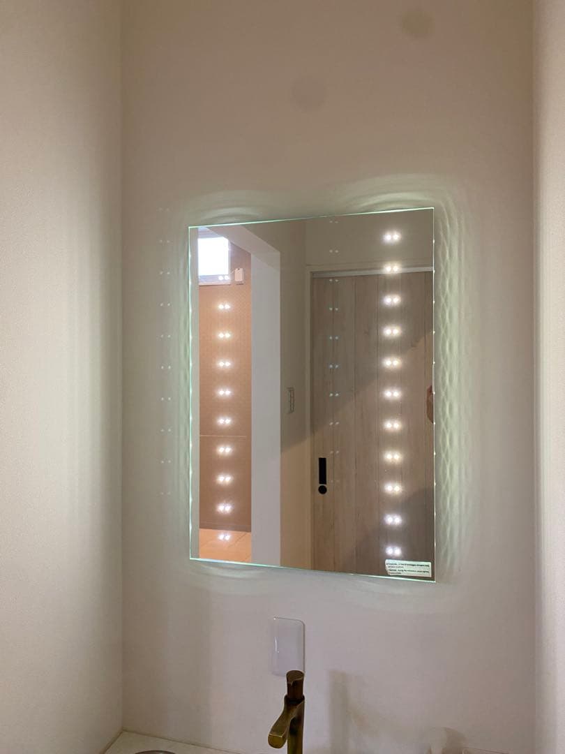 年内最終！miratap サンワカンパニー 照明付ミラー 壁付 鏡　洗面 手洗い