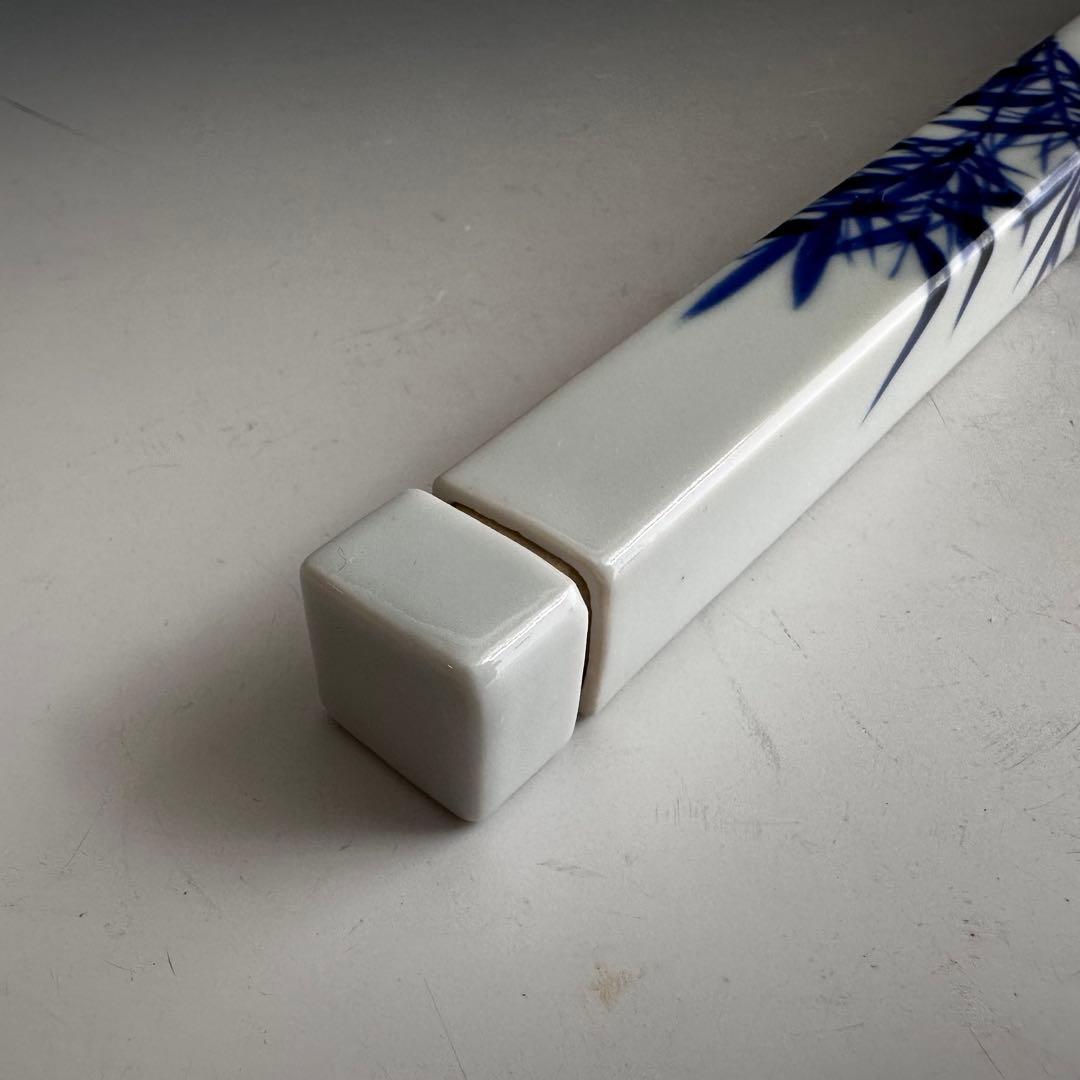 香道具　染付　竹絵　香筒　御室焼　和善　共箱　陶芸　線香入　煎茶道具