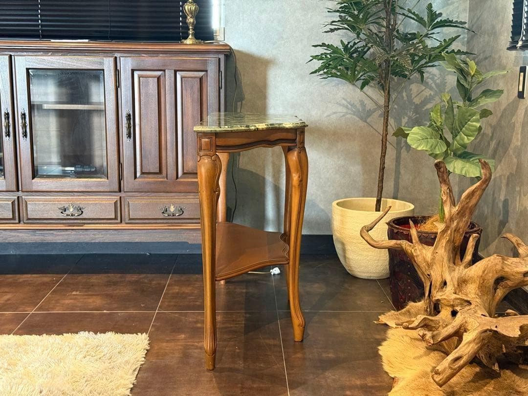 大理石　コンソール　ワイドテーブル　猫脚　クラシック　木彫　ヨーロピアン　nG