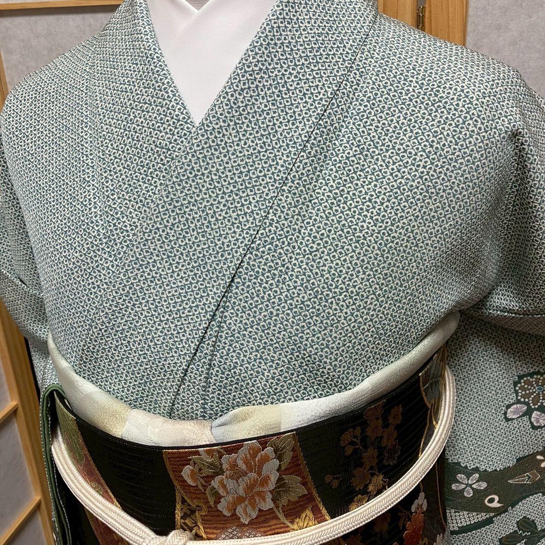 みーちゃん様［7155］訪問着 美品 熨斗目文様 鹿の子柄 金彩 正絹 着物 袷