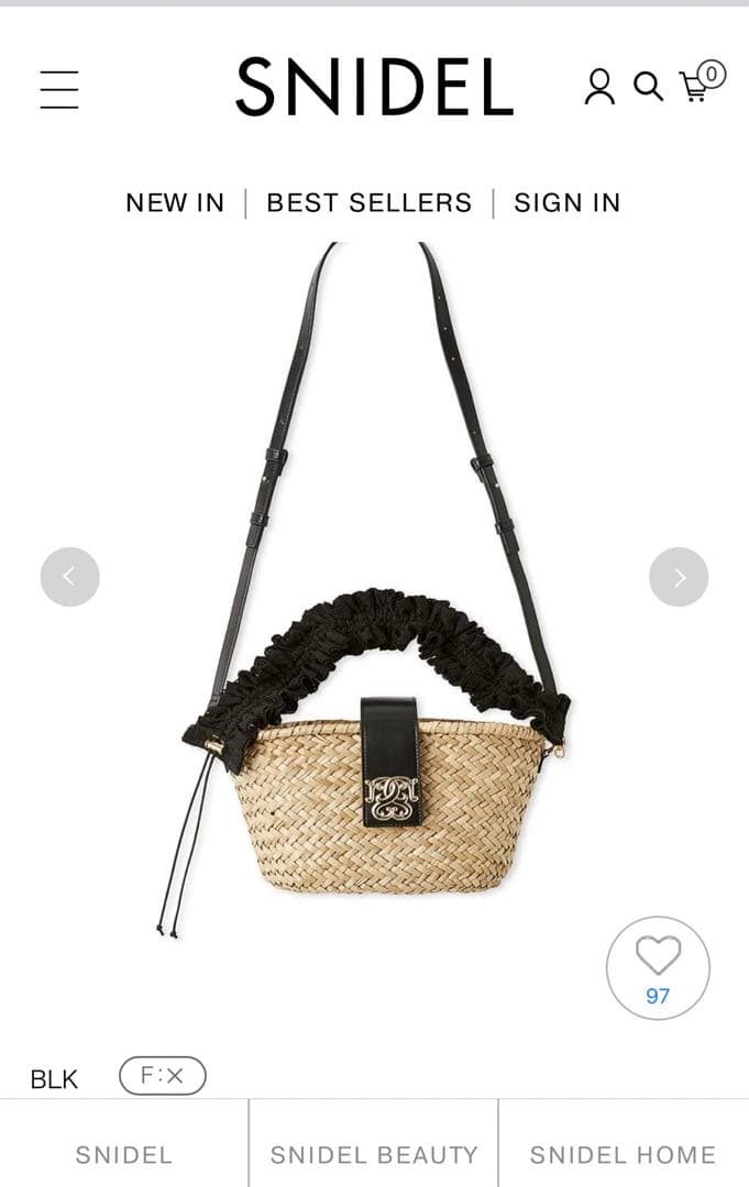 コットンショルダーブレードバッグBLK スナイデル