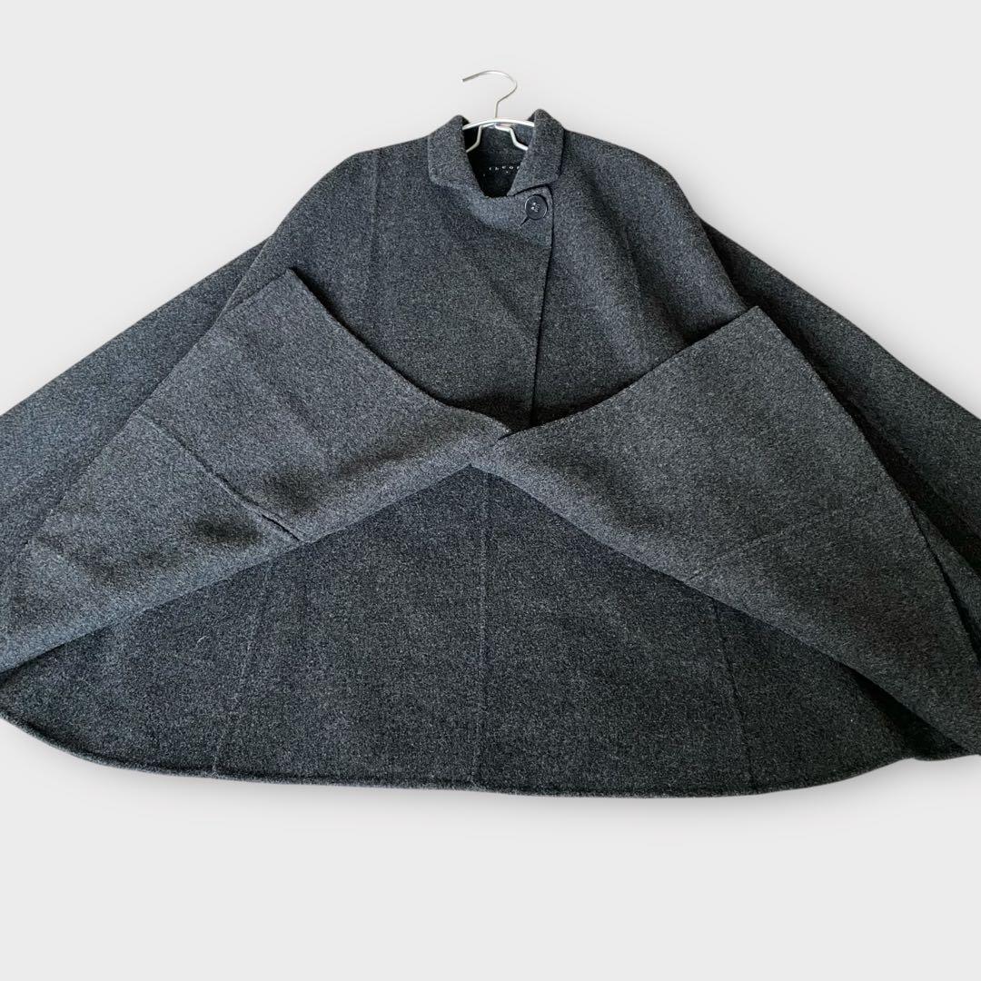 【美品】セオリー　ウールポンチョ　ケープ　コート　グレー　Sサイズ