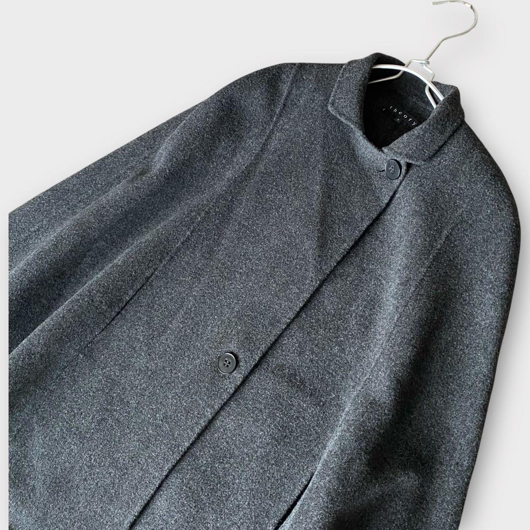 【美品】セオリー　ウールポンチョ　ケープ　コート　グレー　Sサイズ