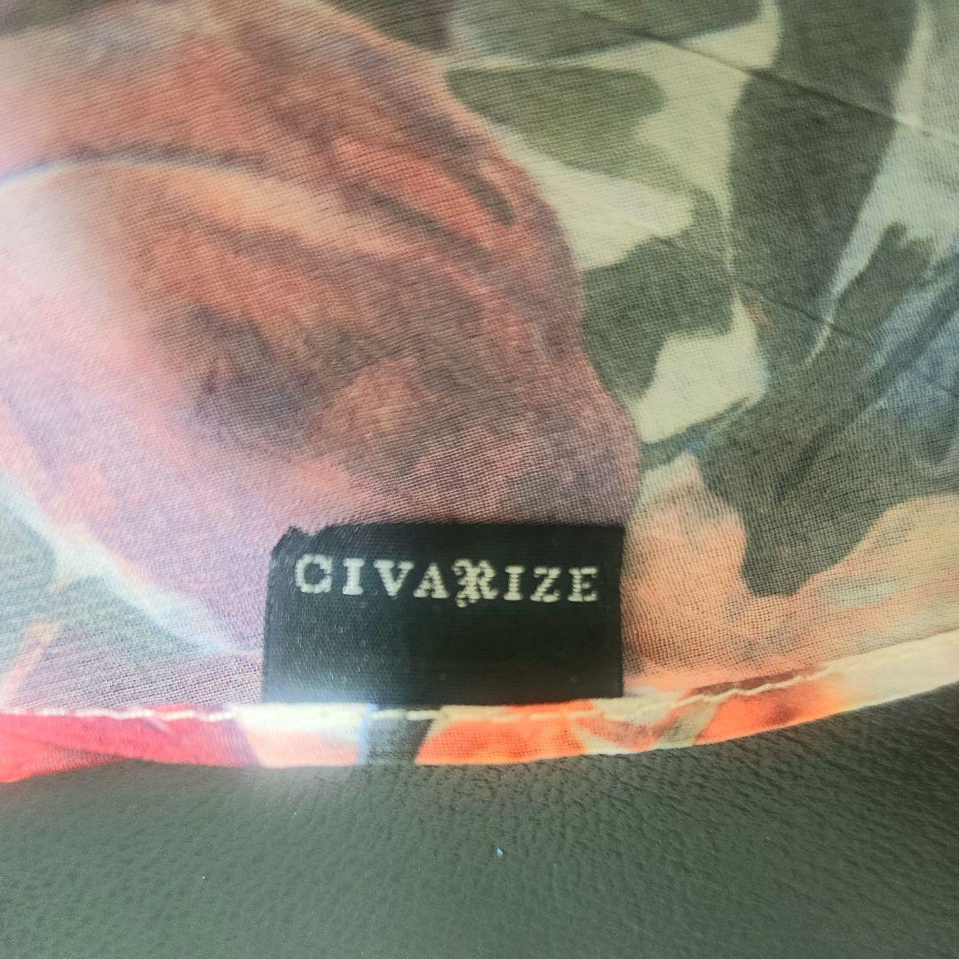 YOSHIKI CIVARIZE フラワー柄シフォンストール ホワイト×レッド