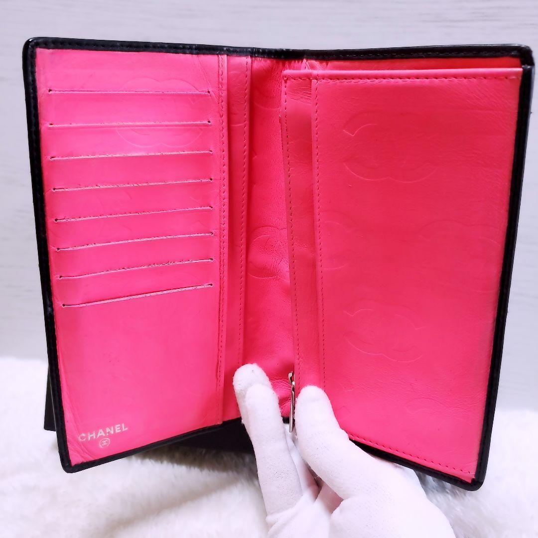 CHANEL✨ シャネル 二つ折り 財布 カンボンライン ココマーク ピンク 黒