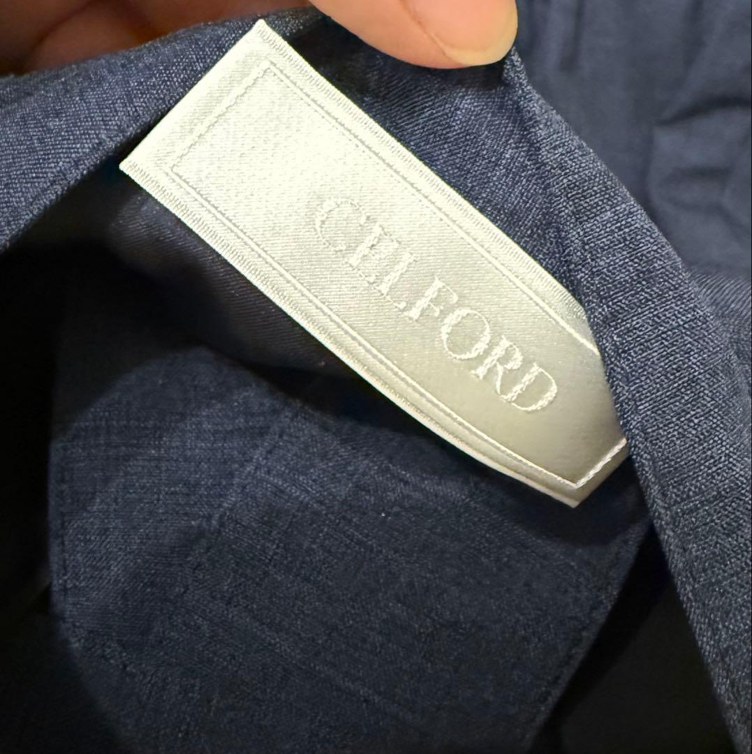 【CELFORD】ノースリーブシャツワンピース ダークブルー