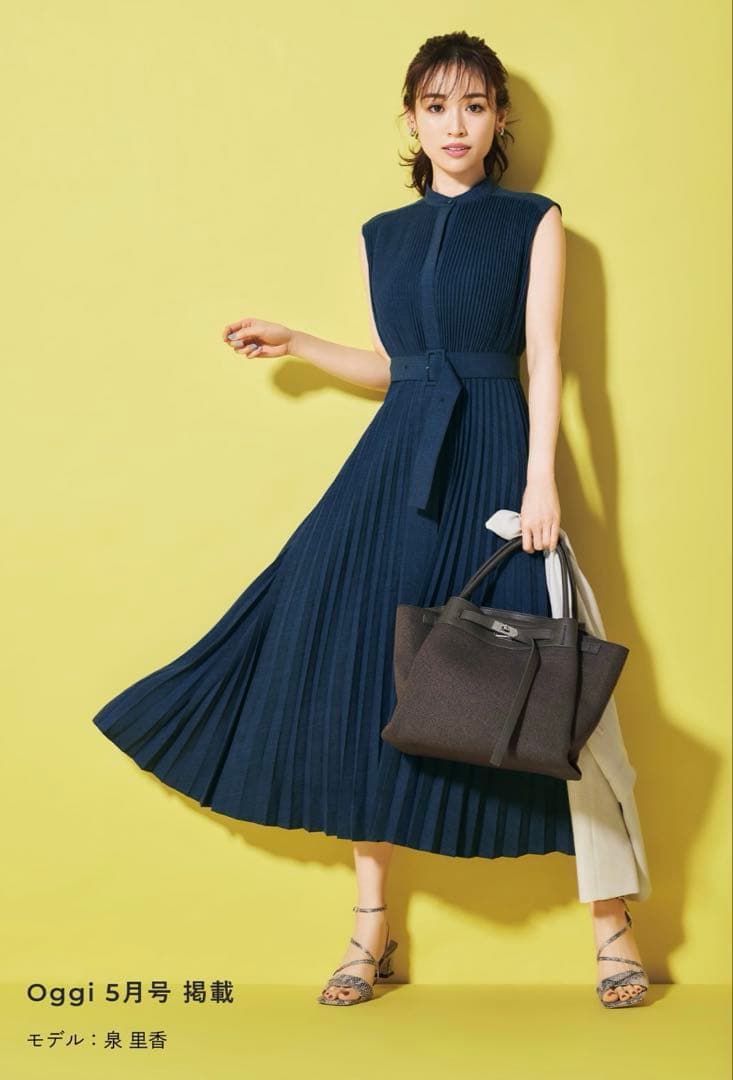 【CELFORD】ノースリーブシャツワンピース ダークブルー